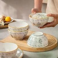 ราคา เครื่องใช้บนโต๊ะอาหาร�นเซรามิก ลายดอกไม้สีเทาอ่อน สไตล์ญี่ปุ่น ชุด 8 ชิ้น เหมาะสำหรับครอบครัว ประกอบด้วย ชามข้าว ชามสลัด ชามหูคู่ จาน เหมาะสำหรับ 1-4 คน ชุด เบญจรงค์ (1732551155332450209)