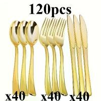 ราคา เครื่องใช้บนโต๊ะอาหาร, วัสดุพลาสติกสีทอง, เครื่องใช้บนโต๊ะอาหาร, ส้อม, ช้อน, มีด, เหมาะสำหรับงานแต่งงานและงานปาร์ตี้, ชุด 120 ชิ้น ชุด เบญจรงค์ (1732423159042049953)