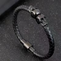 ราคา เครื่องประดับผู้ชาย, การตีความไฮเปอร์โบลิก, สร้อยข้อมือหนังถักสีดำ, สแตนเลสสตีล, สร้อยข้อมือหนัง, สร้อยข้อมือหัวกะโหลกเย็น, สร้อยข้อมือผู้ชาย (1732454030931428744)
