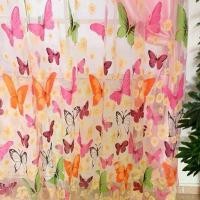 ราคา ม่านอาบน้ำ 1 ชิ้น พิมพ์ลายผีเสื้อโรแมนติก ผ้าม่านโปร่ง หน้าต่าง tulle ตกแต่งห้อง <GD> (1729906374300109759)