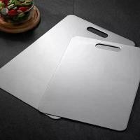 ราคา กระดานตัด หนา ทำจากสแตนเลส ต้านเชื้อแบคทีเรียและกันเชื้อรา เหมาะสำหรับนวดแป้ง กระดานตัดผักและผลไม้ในครัว เขียง สแตนเลส 304 (1731914145467958385)