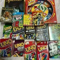 ราคา ตะกร้ารวม การ์ดเกม บอร์ดเกม UNO ทุกแบบ กล่องเหล็ก กล่องกระดาษ UNO MO MERCY , UNO ALL WILD , UNO WILD , UNO FILP , UNO DOS , UNO 99 , 5ALIVE , UNO SPIN , Taco Cat , Saboteur , Splendor พร้อมส่ง (173038