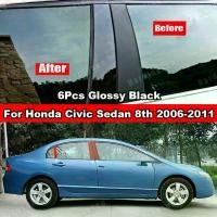ราคา ฝาครอบเสาประตูหน้าต่างรถยนต์, ชุด 6 ชิ้น, เสาประตู B C, สำหรับ Honda Civic Sedan FD 2006-2011, เอฟเฟกต์กระจกสีดำคาร์บอนไฟเบอร์ขัดเงา, สติ๊กเกอร์วัสดุ PC, อุปกรณ์จัดแต่งทรงผม (1732255536530557694)