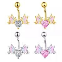 ราคา เจาะสะดือ, ดีไซน์ผีเสื้อบินคู่ไล่โทนสี, ทำจากเหล็กไททาเนียม, หินเพทายหัวใจสีชมพู, สไตล์แฟนตาซีฝรั่งเศส, เจาะสะดือ,belly wearing ring, โดนัท ที่ เจาะสะดือ, จิว สะดือ ก้านยาว engagement,sexy (1732707328