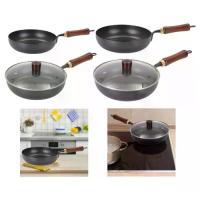 ราคา กระทะเหล็ก เหมาะสำหรับเตาทุกประเภท หม้อทอด ไม่เคลือบผิว ด้ามไม้ (1732735305572910966)