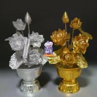 ราคา 【เก็บเงินปลายทาง】 บัวพานเงินพานทอง ประดับบูชาหิ้งพระ สินค้าไทย งานปราณีต สำหรับใช้ในงานพิธีทางศาสนา (1732502494561339154)