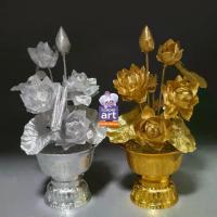 ราคา [จัดส่งทันที] บัวพานเงินพานทอง ประดับบูชาหิ้งพระ สินค้าไทย งานปราณีต สำหรับใช้ในงานพิธีทางศาสนา (1732409392006662052)