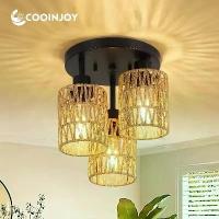 ราคา โคมระย้า เชือกป่าน สไตล์วินเทจ ศิลปะเหล็ก โคมไฟเพดาน จี้ โคมไฟเพดานโบโฮ พร้อมโป๊ะหวาย วัสดุไม้ไผ่ โคมไฟแขวนชนบท (1731244994072708140)