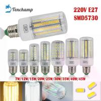 ราคา หลอดไฟ LED ข้าวโพด, เทนช์แอมป์, หลอดไฟ E27, มีให้เลือก 24, 30, 64, 80, 89, 108, 136, 165LEDs, SMD5730, 220V, โคมไฟ LED, โคมระย้า, ไฟเทียน, สำหรับใช้ในบ้าน, สีขาวเย็นและสีขาวอบอุ่น (1730681309385820377