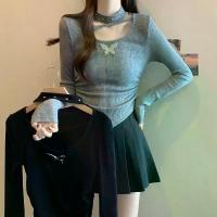 ราคา เสื้อฐานเสื้อแขนยาวไม่สม่ำเสมอ, เสื้อยืดสำหรับผู้หญิง, ฤดูใบไม้ผลิฤดูใบไม้ร่วงฤดูหนาว, กากเพชร เสื้อ ครอป คอเต่า เสื้อ เชิ้ต ผู้ หญิง มี โบว์ เสื้อ เสื้อ เสื้อเชิ้ต โบว (1732153380973283606)