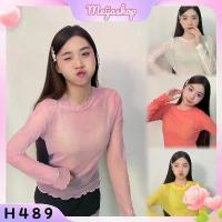ราคา MeijaShop No.H489 เสื้อแขนยาวผ้าโปร่งแสง (กากเพชร) ผ้ายืด เสื้อผ้าแฟชั่น ใส่สบาย (1731765484810570509)