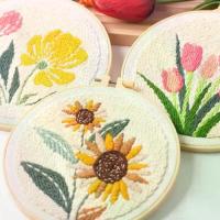 ราคา ชุดหมัดเข็ม, ตกแต่งด้วยห่วง, ดอกทานตะวันและดอกทิวลิป, เส้นด้ายและตราปั๊ม, เหมาะสำหรับผ้า, ชุดเย็บปักถักร้อย, ของขวัญ DIY, ชุดเย็บปักถักร้อย (1732252977306634148)