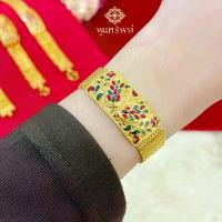 ราคา ส่งฟรี สร้อยข้อมือทอง เลทลงยาสุโขทัยนกยูง เครื่องประดับไทย พูนทรัพย์ มีใบรับประกัน HG1050300 (1729677862409964498)