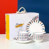 ราคา [พร้อมส่ง] ชุดจานชาม ชุดจานชามเซรามิค สไตล์ญี่ปุ่น ชามลายเซรามิก จานลายเซรามิคกระเบื้อง 1เซ็ตมี 10ชิ้น (1731774165776696851)