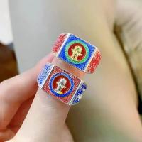 ราคา NY Fashion แหวนพระของแท้ แหวนพระเครื่อง หลวงพ่อรวย ปี 2561 รุ่น 100 วัน พื้นหลังทองแดง แกะสลักพระพุทธรูปสีทอง ลงยาสีแดงน้ำเงิน ศักดิ์สิทธิ์แห่งโชคลาภ เครื่องรางของขลัง รับประทานความแท้ จัดส่งด่วน COD