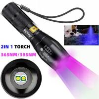 ราคา ไฟฉาย UV ชาร์จใหม่ได้, แหล่งกำเนิดแสง UV คู่, ไฟฉาย UV, ไฟฉายแสงสีดำ, ไฟ LED 2 in 1, 365nm และ 395nm (1729834251467983202)