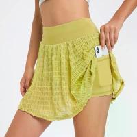 ราคา กระโปรงกีฬาแบบใหม่ กระโปรงเทนนิสสองชิ้นทำมือ กางเกงโยคะ ฟิตเนส แบดมินตัน กระโปรงลายทางย่น (1733076076154684833)