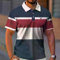 ราคา เสื้อโปโลผู้ชาย แถบสีน้ำเงินและสีขาว พิมพ์ลาย 3 มิติ เสื้อแขนสั้น แห้งไว เหมาะสำหรับฤดูร้อน กอล์ฟ กระดุม แฟชั่น เสื้อยืด (1731944691702270250)