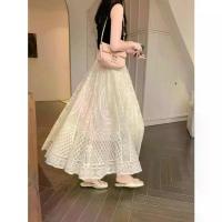 ราคา กระโปรงทรงเอกระโปรงบานนางฟ้าเอวสูงลูกไม้หนักกลวงผู้หญิงอเนกประสงค์กระโปรงยาวทรงเอหวาน2025ฤดูร้อนรูปแบบใหม่ กระโปรง ยาว ผ้า ไทย กระโปรง กอล์ฟ black skirts white skirt กระโปรง เลย เข่า (1732469999042725