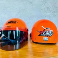 ราคา พร้อมส่ง. หมวกกันน็อค INDEX Lady หมวกกันน็อคครึ่งใบพร้อมชิวหน้า (สีส้มแสด) (1732347762034706283)