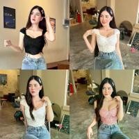 ราคา เสื้อลูกไม้เซ็กซี่ เสื้อสายเดี่ยว ฟองน้ำ ใส่สบายแอบเซ็กซี่เบาๆ Bra Tank Top ผ้านุ่มนิ่ม -bratop1880 (1732063235789915538)