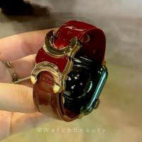 ราคา Light Luxury C-shaped Magnetic Buckle Leather Apple Watch Band Compatible with Apple Watch 10 SE 2 iWatch 11 (1733442894562101179)