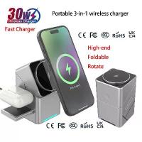 ราคา [COD] New Qi2 3 In 1 Magsafe Touch Button Magnetic Wireless Charger For Android iPhone Fast Charging Dock Station Apple iWatch Airpods (1733440319326225987)