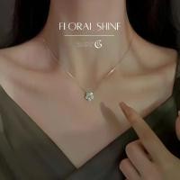 ราคา [เก็บเงินปลายทาง] GLAMOR✨Floral Shine Silver Necklace, Flower Necklace, 925 Sterling Silver Necklace, Fashion Necklace, Diamond Necklace, Songkran (1733361351649559847)