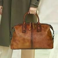 ราคา Women's Genuine Leather Handbag - Vintage Casual Large Capacity Tote Bag with Detachable Shoulder Strap, Zipper Closure and Polyester Lining, Coffee/Light Brown/Black, Durable Daily Work Travel Bag (1