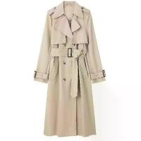 ราคา [COD] Women's Fashion Autumn Slim Trench Coats Solid Turn-Down Collar Long Sleeves Belt Decoration Double Breasted Female Coats (1733443712876250700)