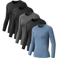 ราคา 5 Pack Women's Compression Shirts Long Sleeve Workout Shirts Quick Dry Base Layer for Gym Yoga Running T-Shirts 3 Colors Black/Gray/Blue M (1732843428602152573)