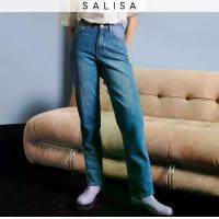 ราคา SALISA - JEANS Straight High Waist Cropped Mid Blue (1729521622719630055)