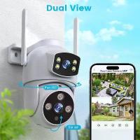 ราคา [COD] 6MP HD Dual Lens Panoramic Global Camera Outdoor WiFi Pan 355° Tilt 90° Dual View Home Color Night Vision Surveillance Camera (1733212235695949379)