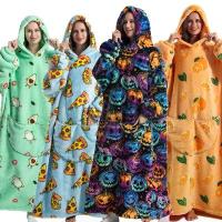 ราคา 2023 Flannel TV Blanket Hooded Lazy Clothes TV Oversized Extra Wide Extra Long Unisex Couple Warm (1733360434748622106)