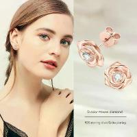 ราคา Rose moissanite artificial diamond earrings 925 sterling silver earrings high-end design (1733251636200638202)