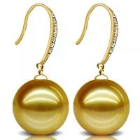 ราคา Lightly elegant fashion earrings South Sea Gold Shell Pearls for Women Ear hook earrings Sea pearls Earrings that do not cause allergic reactions 925 sterling silver with diamonds (1733007076069836083