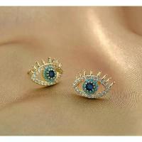 ราคา Turkish Blue Evil Eye Stud Earrings / Gold Evil eye earrings from Turkey (1733424258349303563)