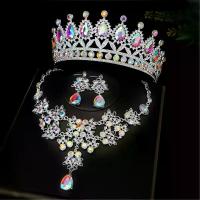 ราคา Colorful Rhinestones Crown, Necklace and Earrings Set, Exquisite Charm, Bridal Necklace and Crown Earrings, Suitable for Bridesmaids and Weddings, Disguise (1733209888876234131)