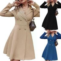 ราคา Solid Color Double-Breasted Long Sleeve Trench Coat Fashion Slim Fit Jacket 2025 (1733276349299196952)