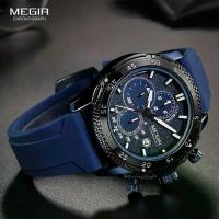 ราคา MEGIR Men's Fashion Silicone Strap Chronograph Quartz Watch Automatic Date Luminous Hands 2211, Sports Watch, Men's Watch, Modern Watch, Modern Wristwatch, Durable Material, Comf (1733259013165647650)