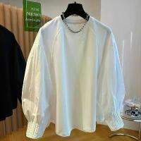 ราคา Lantern Sleeve Pleated Stitching Shirt Sweater for Women, Design Sense Spring and Autumn Long Sleeve, Bottoming Shirt Thin Top Fashion (1733360661205845186)