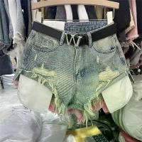 ราคา Women's fashion high-waisted A-line jeans shorts, comfortable to wear, suitable for summer, perfect for shopping trips. (1733205446661277297)