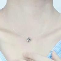 ราคา S925 Sterling Silver Clear Fishing Line Necklace for Women, Clavicle Necklace, New Necklace with Invisible Mermaid Teardrop Single Diamond Pendant (1733223587730261175)