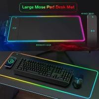ราคา [COD] Wireless Charging RGB Luminous Mouse Pad Charger Phone Gaming Mousepad Keyboard Game Table Pad Laptop Mouse Mat Deskpad Mausepad (1733223623449609694)