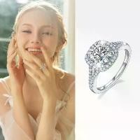ราคา 925 Sterling Silver 18k Gold Plated Square Wrapped Double Arm Moissan Diamond Women's Ring (1733251616730351354)