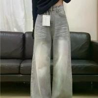 ราคา Gray American Retro High Waist Loose Fit Jeans, Casual Straight Pants for Women. Spring and Summer (1733397950100047267)