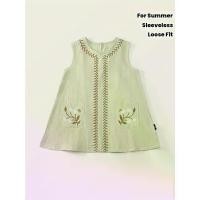 ราคา 1pc Girls' Ethnic Embroidered Sleeveless Dress - Vintage Style, Loose Fit, Floral & Geometric Patterns, Beige/Green Color Scheme, Perfect for Summer, Vintage Dress (1733256702570300672)
