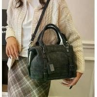 ราคา 1pc Women's Retro Large Capacity PU/ Handbag & Crossbody Bag - Matte Boston Bag with Zipper Closure, Convertible Messenger/Handbag for Work, Commute, Daily Use - Grey/Green/Black (1733319696357819879)