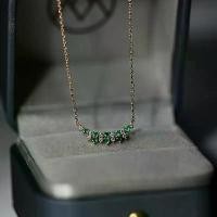 ราคา short necklace women Emerald green zirconia diamond pendant, 18k gold plated, S925 sterling silver, vintage style, giving a luxurious feel. (1733152425584854417)