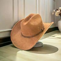 ราคา Premium High-Quality Faux Fur Classic Western Cowboy Hat - Lightweight Breathable 3.74inch Wide Brim, Hard Buckaroo Hat Band & Gift Box (Black/Brown/White) - Unisex Vintage Style for Men & Women (1733